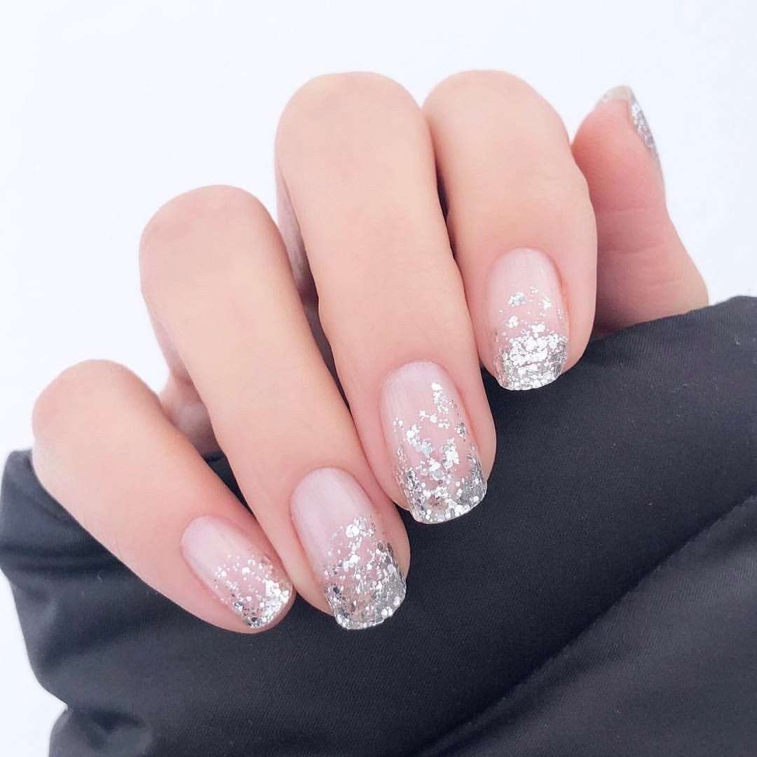 Drop A Hint Transparent Silver Glitter Outlined Adult Nail