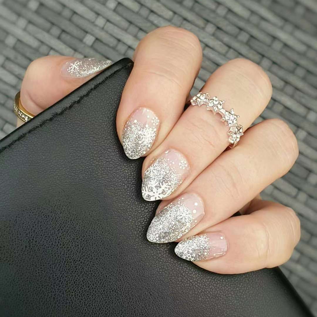 Falling Snowflakes (Transparent)-Adult Nail Wraps-Outlined
