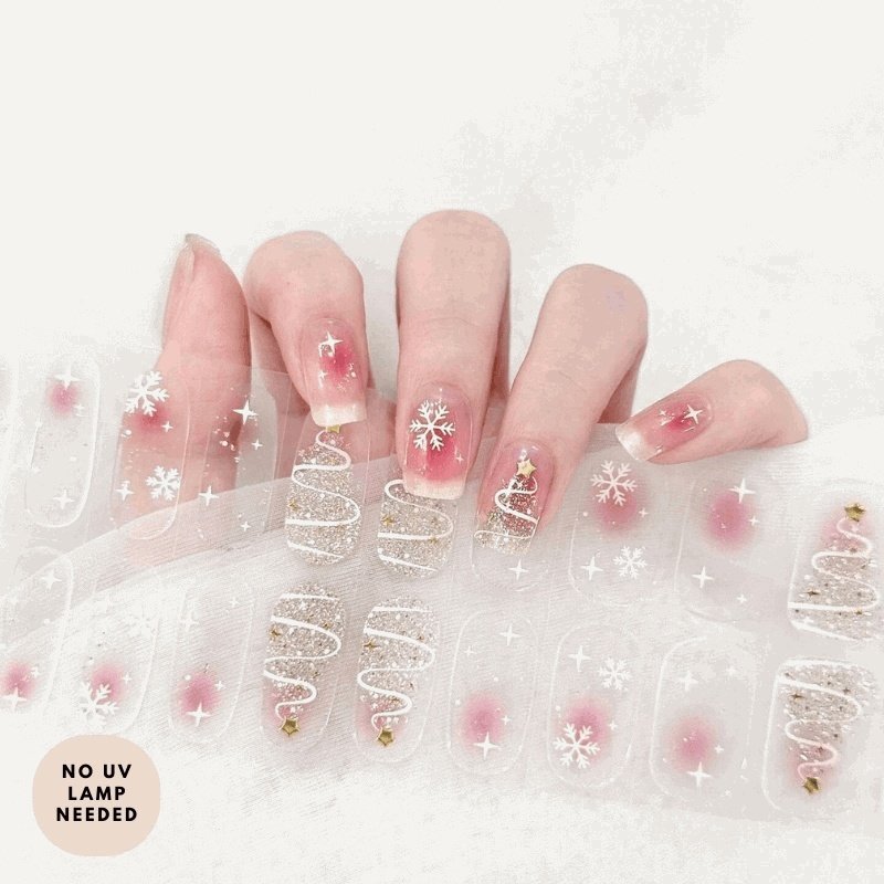 Festive Frost (Transparent)-Gel Nail Strips-Outlined