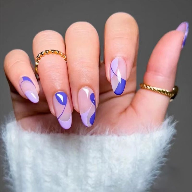 Indigo Elegance-Press on Manicure-Outlined