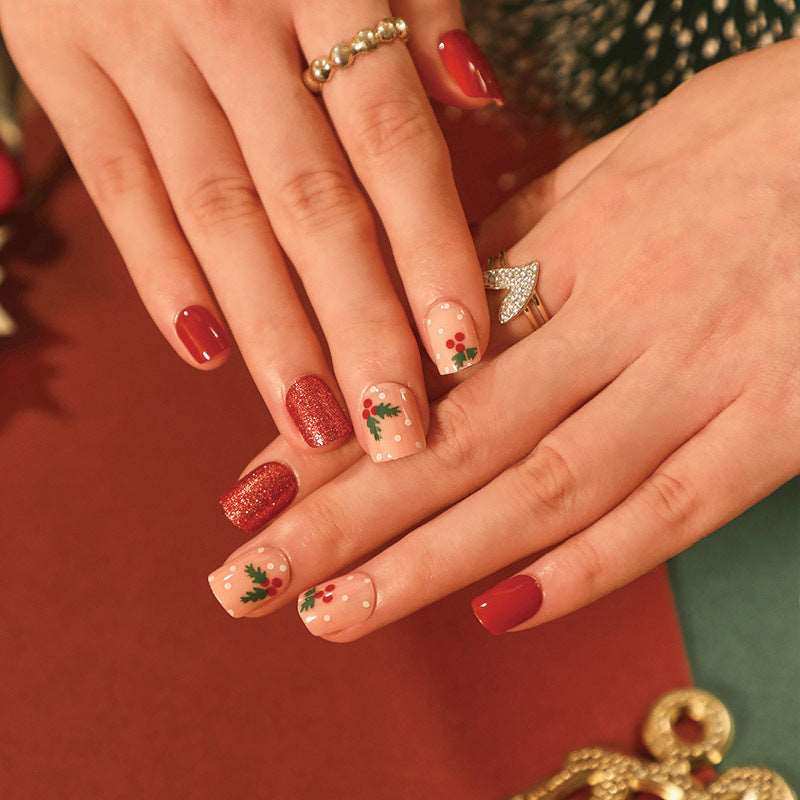 Jolly Elf-Press on Manicure-Outlined