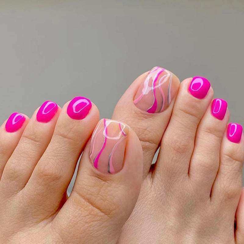 Lovin' Pink-Press on Pedicure-Outlined