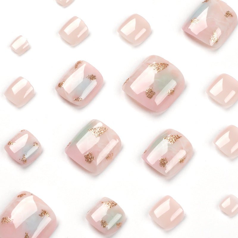 Rose Pearls-Press on Pedicure-Outlined