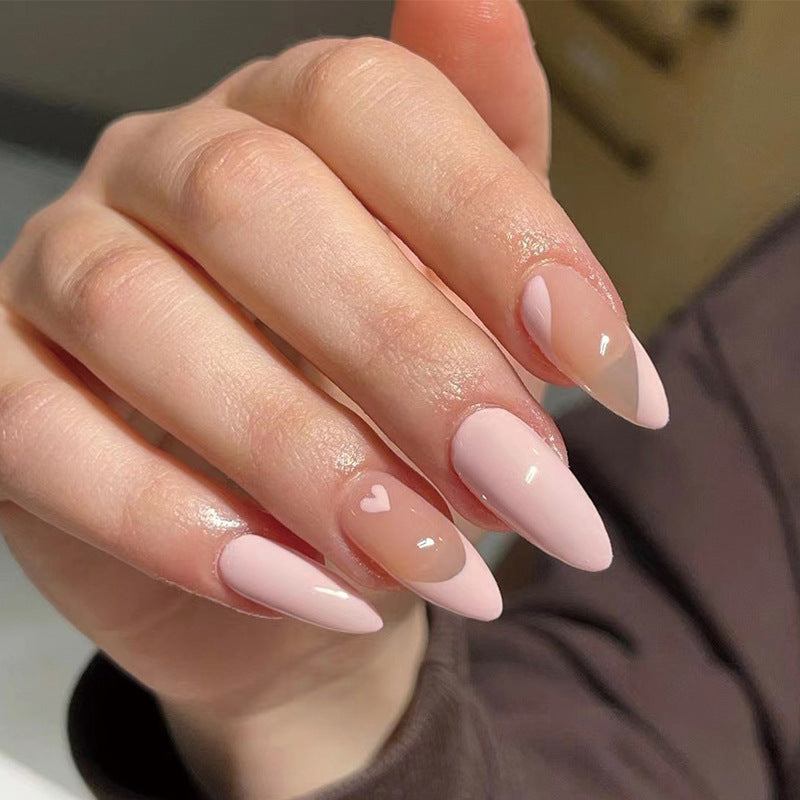 Rosy Heart-Press on Manicure-Outlined