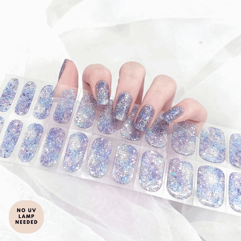 Sapphire Sparkle Outlined Gel Nail Strips Outlined