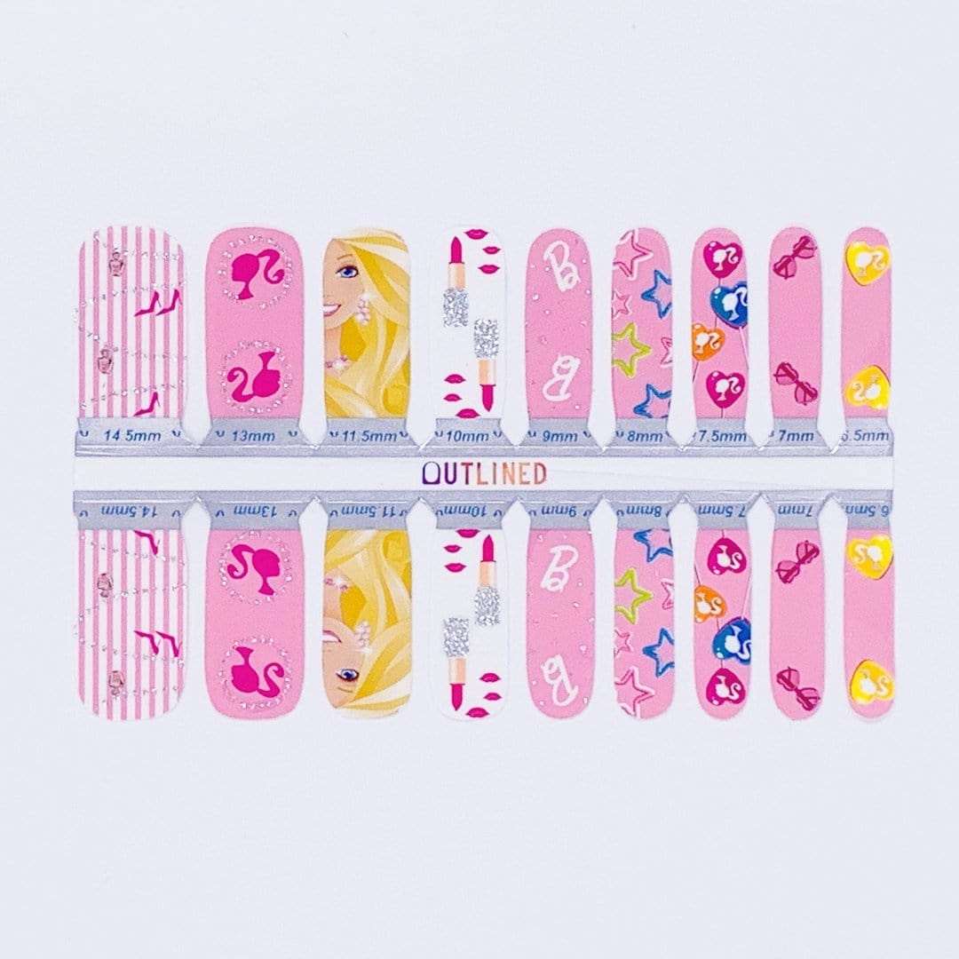 Barbie Girls (Kids)-Kids Nail Wraps-Outlined