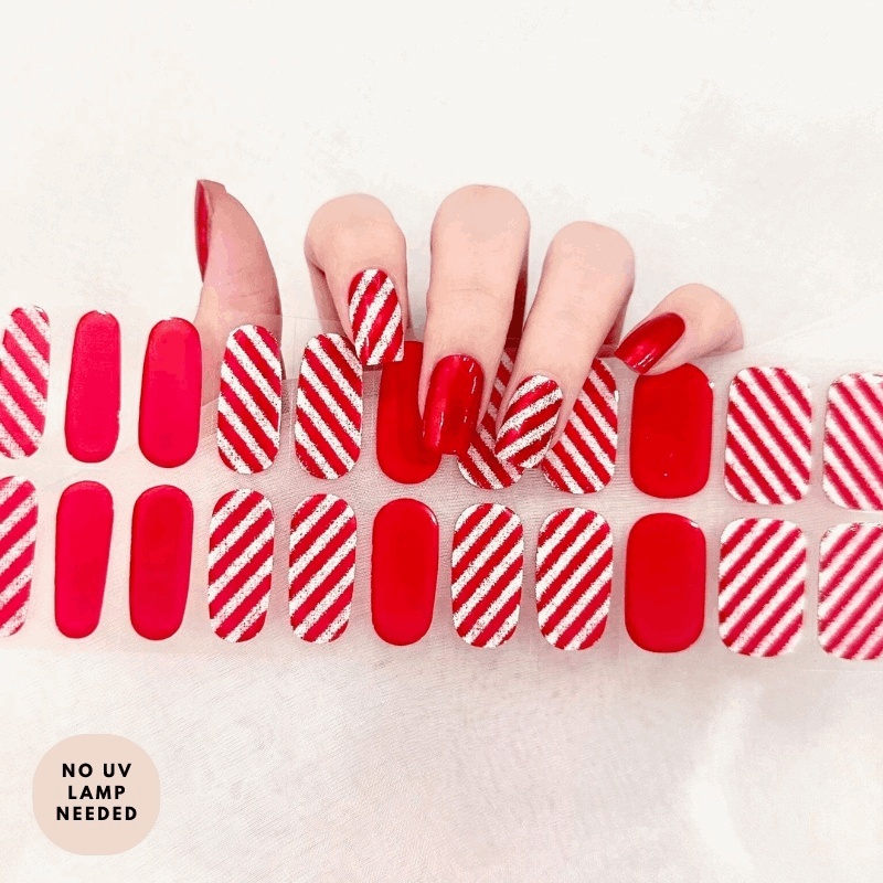 Candy Cane Crush-Gel Nail Strips-Outlined