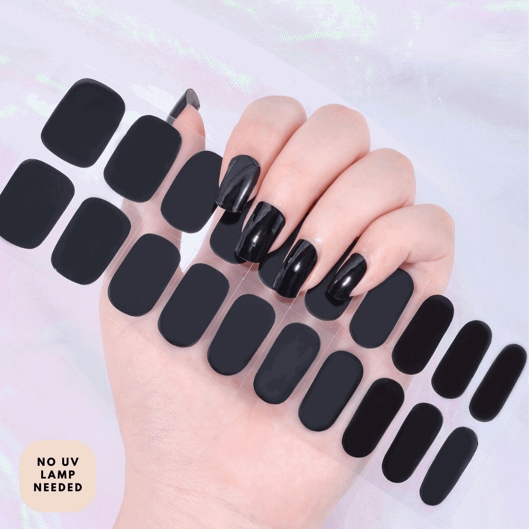Crystal Black-Gel Nail Strips-Outlined