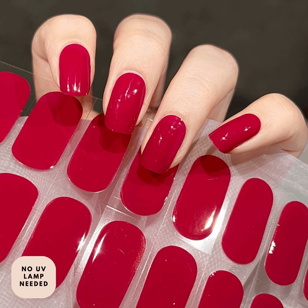 Goldie Red-Gel Nail Strips-Outlined