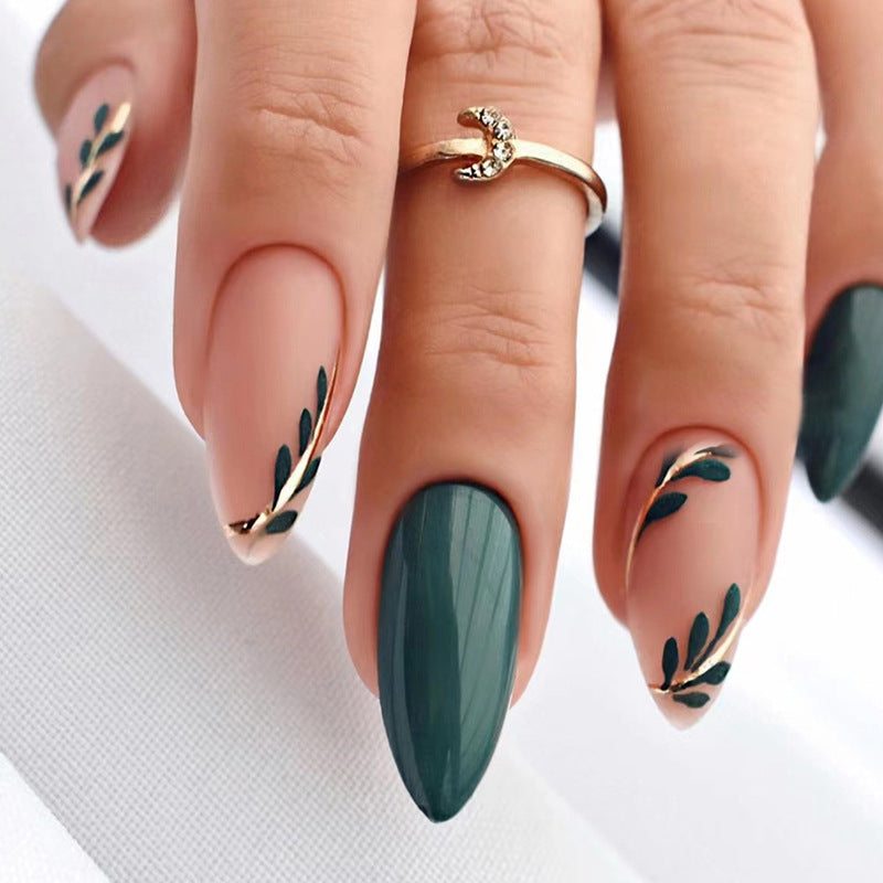 Green Zen-Press on Manicure-Outlined