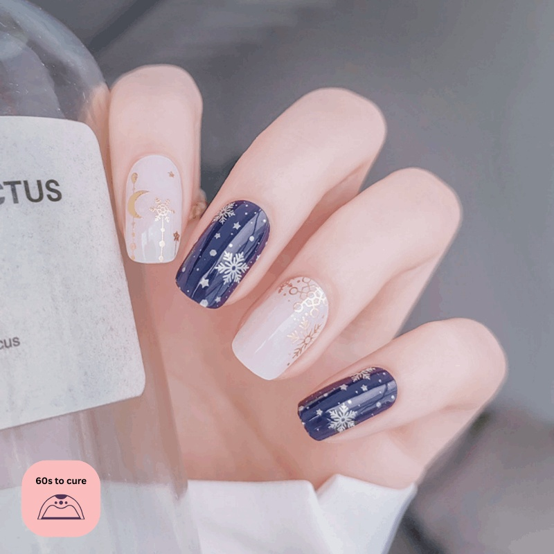 Midnight Starfall-Semi Cured Gel Strips-Outlined