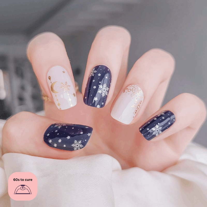 Midnight Starfall-Semi Cured Gel Strips-Outlined