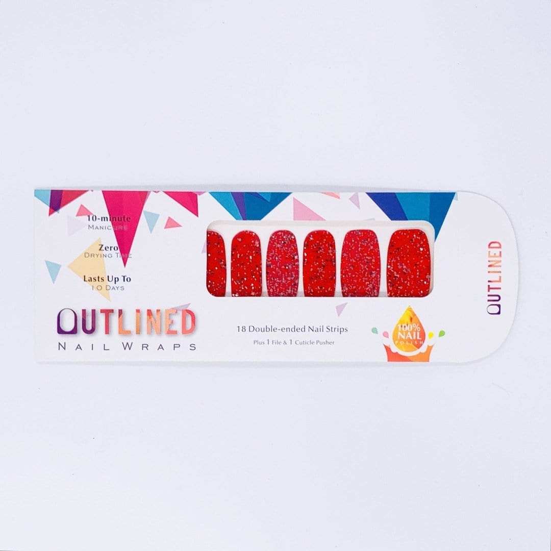 Red Square-Adult Nail Wraps-Outlined