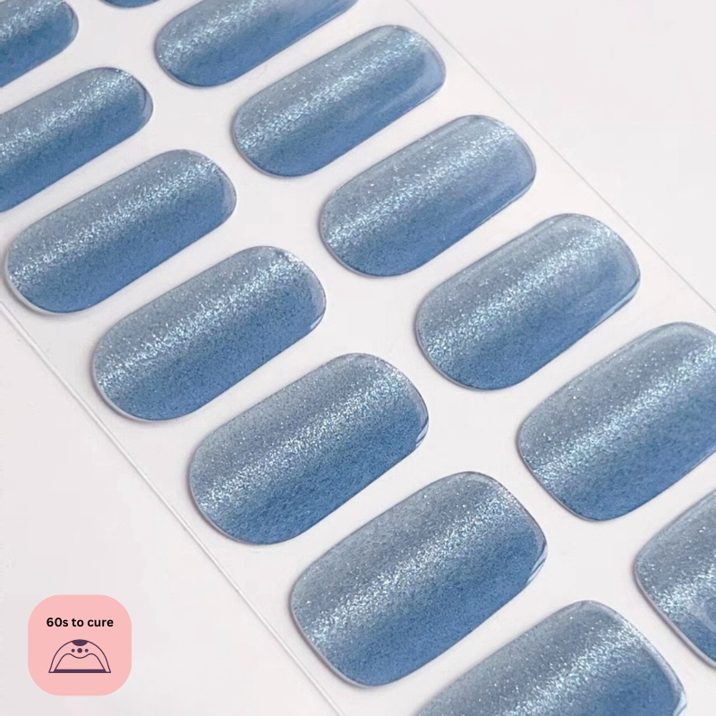 Sapphire Seas - Outlined Semi Cured Gel Nail Strips