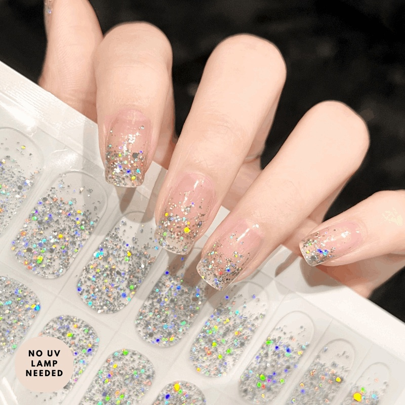 Silver on Ice (Transparent)-Gel Nail Strips-Outlined