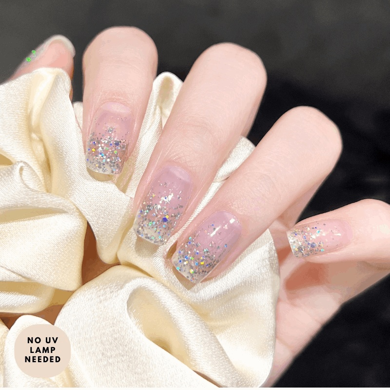 Silver on Ice (Transparent)-Gel Nail Strips-Outlined