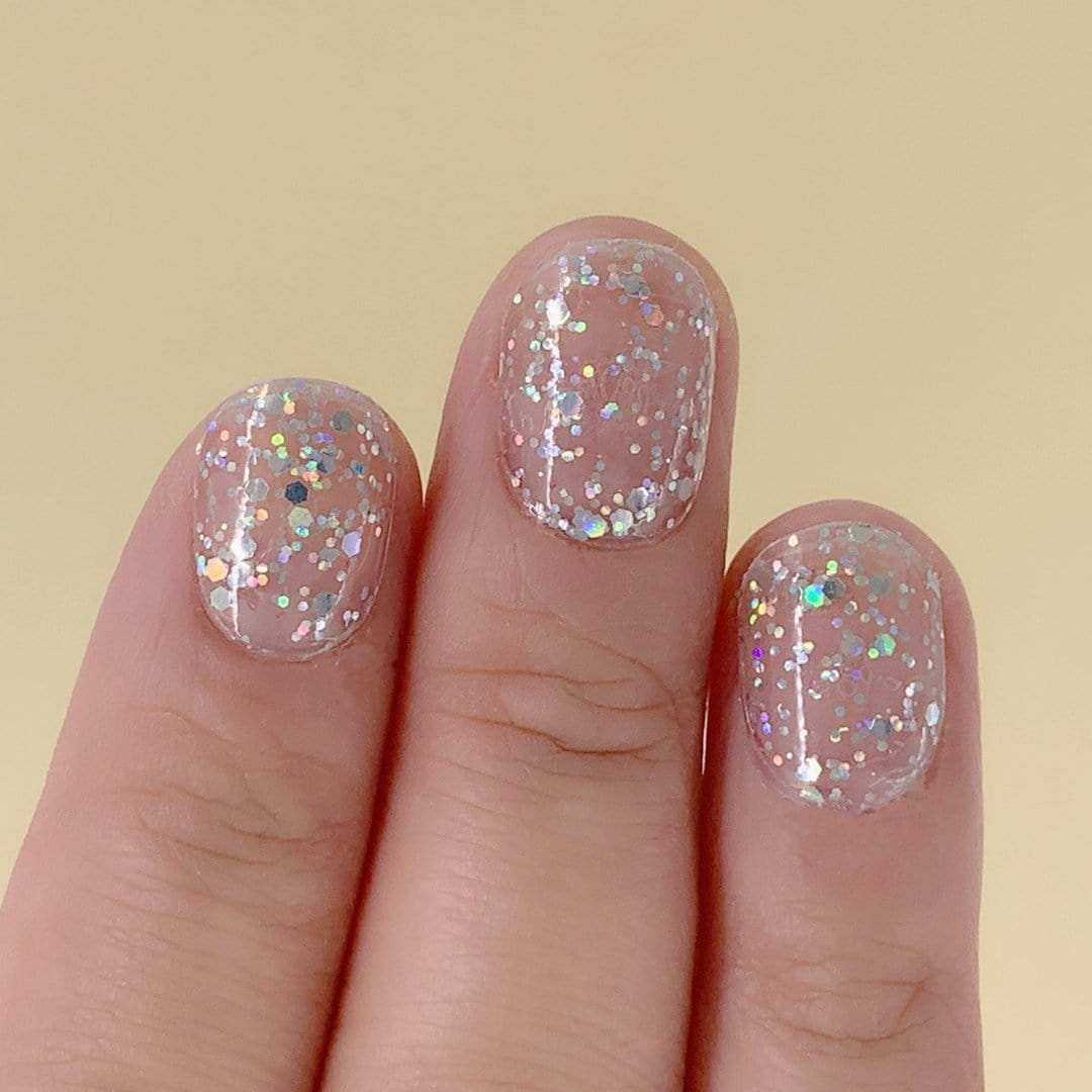 Chunky Gold Sequins Nail Wraps on Transparent Base | Personail